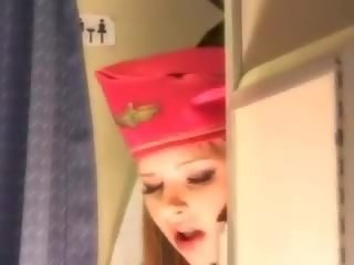 Attractive stewardess gets fresh sperma aboard