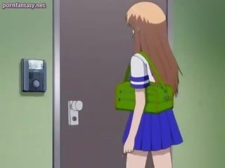 Flokëkuqe anime tramp duke thithur një e shëndoshë bosht
