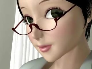 뿔의 3d 애니메이션 수녀 빨다 샤프트