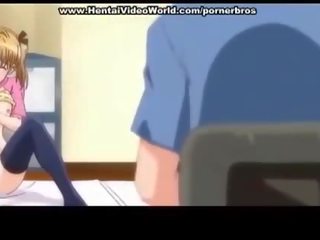 Anime teen young lady produces fun fuck in bed