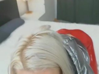 Laura - libidinous Blonde Teen In Red Latex Fucked
