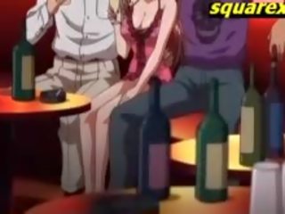 Anime násťročné waiter gangbanged creampie v bar